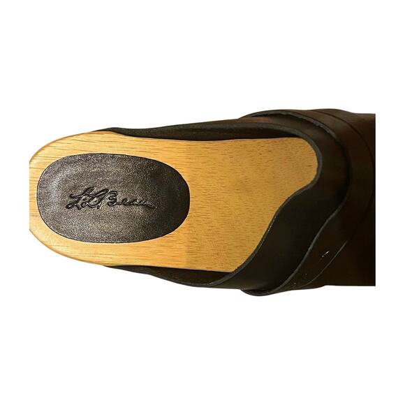 L.L. Bean Leather Wood Clogs Size 7 Chunky Platform Heels Cottagecore Boho Y2K - Picture 3 of 11
